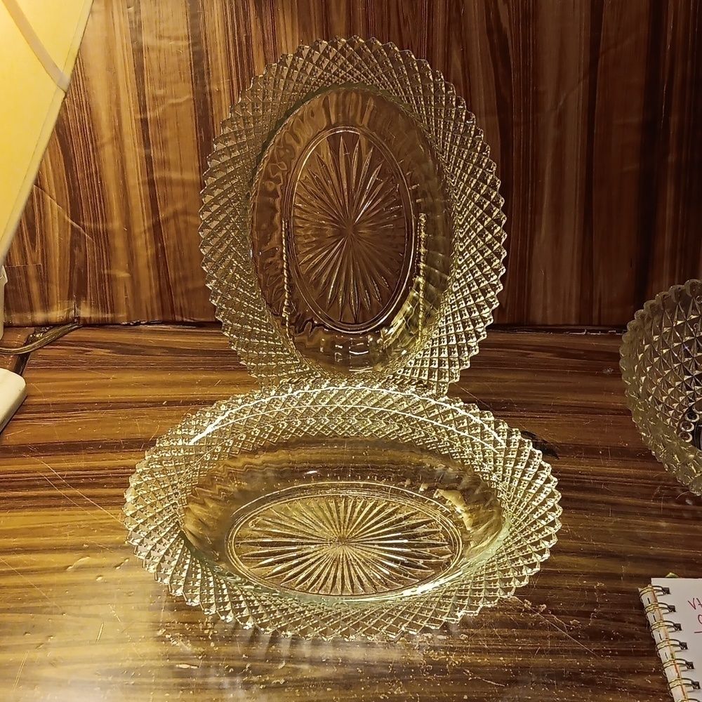 Vintage 30s Anchor ⚓️ Hocking depression glass oval bowls set of 2